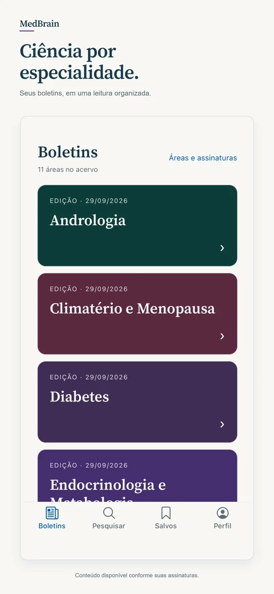 MedBrain: biblioteca de boletins organizada por especialidade